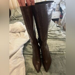 Brown leather boots